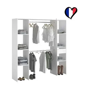 Kleiderschrank 6 Fächer, 1 Schublade, 2 Garderoben 180 x 40 x 180 cm ELYSEE Top-Preis