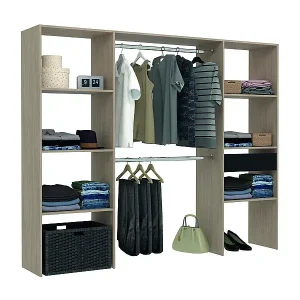 Kleiderschrank aus Holz mit 6 Fächern: ‌220 x 40 x 180 cm ELYSEE Sonderaktion