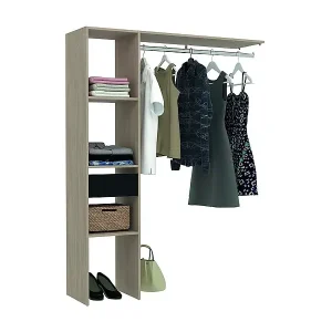 Begrenztes Angebot Kleiderschrank aus Holz mit 3 Fächern, 1 Schublade und Garderobe ELYSEE