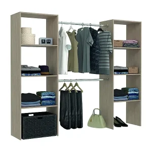 Kleiderschrank mit 6 Fächern und 2 Garderoben: ‌220 x 40 x 180 cm ELYSEE Preisknaller