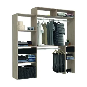 Super-Preis Begehbarer Kleiderschrank, 2 Garderoben, 4 Regalfächer, 1 Schublade ELYSEE