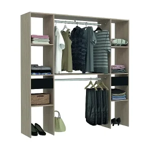 Kleiderschrank mit 6 Fächern, 2 Schublade: 180 x 40 x 180 cm ELYSEE Bestseller
