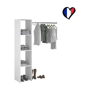 Kleiderschrank Fächer, Garderobe 138 x 40 x 180 cm, weiß ELYSEE Meistverkauft