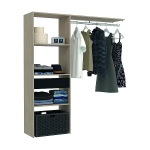 Top-Seller Kleiderschrank aus Holz mit 3 Fächern, 1 Schublade und Garderobe ELYSEE