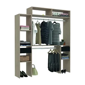 Begehbarer Kleiderschrank mit 2 Garderoben, 4 Fächern, 2 Schubladen ELYSEE Bestseller