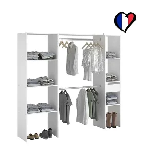 Super-Preis Kleiderschrank 6 Fächer, 1 Schublade, 2 Garderoben 198 x 40 x 180 cm ELYSEE