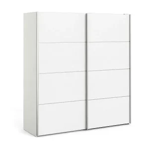 Kleiderschrank 2 Türen Attilio, Schlafzimmermöbel, Schrank, Garderobe, 182x64 h202 cm, Weiß Markenprodukt