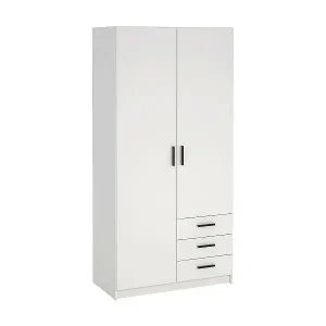 Kleiderschrank 2 Türen Dscopon, Schlafzimmermöbel, Schrank, Garderobe, 99x50 h200 cm, WeiÃŸ Expressversand