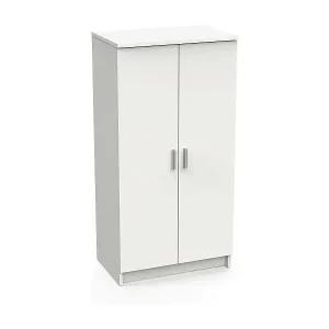 Günstig 2-türiger MehrzweckschrankDfische, Multifunktionale Möbel, Schuhschrank, Besenschrank, 55x35 h108 cm, Mattweiß