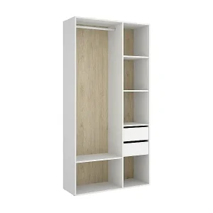 GroÃŸer Kleiderschrank Dscot, Schlafzimmermöbel, Schrank, Garderobe, 98x45 h205 cm, WeiÃŸ und Eiche Kostenloser Versand