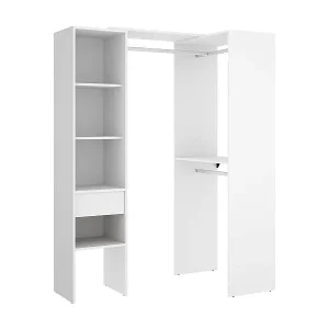GroÃŸer Kleiderschrank Dburn, Schlafzimmermöbel, Schrank, Garderobe, 98x42 h187 cm, WeiÃŸ Neue Ware