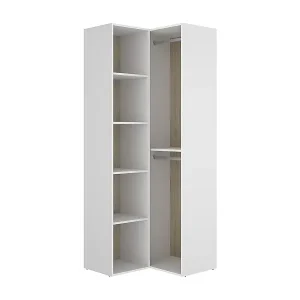 Sonderangebot GroÃŸer Kleiderschrank Dhom, Schlafzimmermöbel, Schrank, Garderobe, 85x85 h205 cm, WeiÃŸ und Eiche