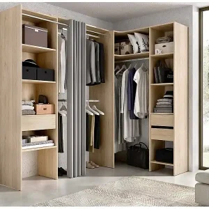 Versand Am Gleichen Tag GroÃŸer Kleiderschrank Dtheegal, Schlafzimmermöbel, Schrank, Garderobe, 214x141 h205 cm, Eiche