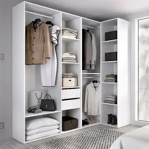 GroÃŸer Kleiderschrank Dda, Schlafzimmermöbel, Schrank, Garderobe, 183x85 h205 cm, WeiÃŸ und Eiche Ausverkauf