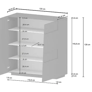 Mehrzweckgarderobe 2-türiger Ddescigli, Multifunktionsschrank, 2-türiger Schrank, 120x44h126 cm, Weiß Sofort Bestellen