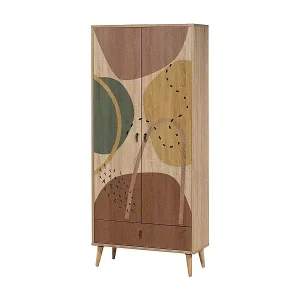 Kleiderschrank 2 Türen Dmontell, Schlafzimmermöbel, Schrank, Garderobe, 80x45h190 cm, Bunt Super-Preis