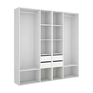 Top-Preis GroÃŸer Kleiderschrank Dpavo, Schlafzimmermöbel, Schrank, Garderobe, 196x45 h205 cm, WeiÃŸ und Eiche