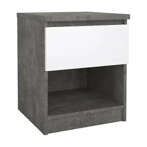 Aktuell Nachttisch Dross, Niedrige Kommode, Tisch, Multifunktionaler Nachttisch, 40x40 h50 cm, Zement und Weiß