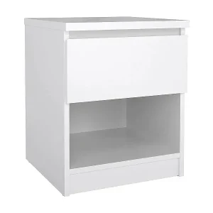 Neu Im Sortiment Nachttisch Dross, Niedrige Kommode, Tisch, Multifunktionaler Nachttisch, 40x40 h50 cm, Glänzendes Weiß