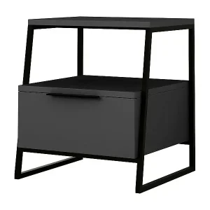 Nachttisch Dkastrat, Niedrige Kommode, Tisch, Multifunktionaler Nachttisch, 45x40h50 cm, Anthrazit Preisreduziert