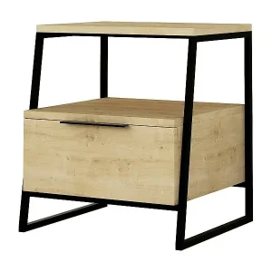 Schnäppchen Nachttisch Dkastrat, Niedrige Kommode, Tisch, Multifunktionaler Nachttisch, 45x40h50 cm, Eiche