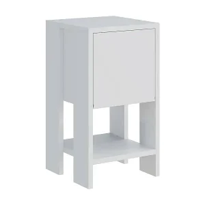 Nachttisch Dkarsdor, Niedrige Kommode, Tisch, Multifunktionaler Nachttisch, 30x30h55 cm, Weiß Neue Kollektion