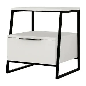 Nur Heute Nachttisch Dkastrat, Niedrige Kommode, Tisch, Multifunktionaler Nachttisch, 45x40h50 cm, Weiß