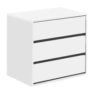 Newport-Kommode, Kommode mit 3 Schubladen, Niedrige Kommode für die Garderobeneinrichtung, Moderne Kommode, 60x44h57 cm, Weiß Billig