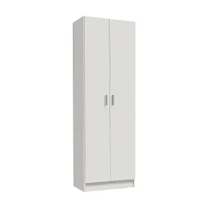 Salem Mehrzweck-Kleiderschrank, Zusatzschrank mit 2 Türen, Schuhregal mit 3 Regalen, modernes hohes Schuhregal, 59 x 37 x 180 cm, Weiß Versand Am Gleichen Tag