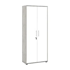 Top-Preis 2-türiger MehrzweckschrankCambrils, Hilfsschrank, Schuhschrank, Multifunktions-Bücherregal mit 2 Türen, 79x34h188 cm, WeiÃŸ und Zement