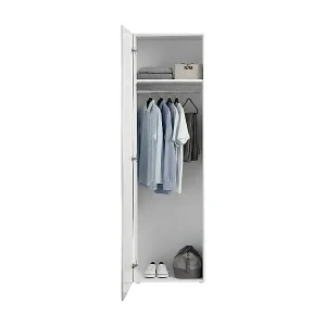 Geprüft 1-türiger Kleiderschrank Lorenzo, Schuhregal mit 1 Tür und 1 Regal, Multifunktionsschrank, 100 % Made in Italy, 63 x 40 x 187 cm, glänzendes WeiÃŸ,