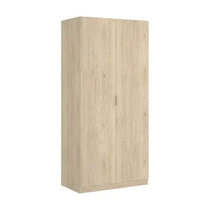 Kleiderschrank Deder, Kleiderbügel für Schlafzimmer, Kleiderschrank mit 2 Flügeltüren, 81x52h184 cm, Eiche Echt