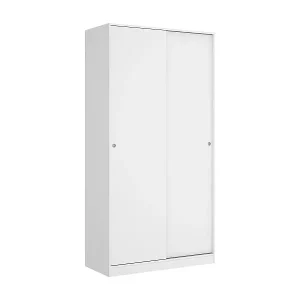 Kleiderschrank Dfurla, Garderobe für Schlafzimmer, Kleiderschrank mit 2 Schiebetüren, 100x50h204 cm, Weiß Heißes Angebot