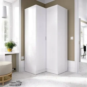 Angebot Kleiderschrank Dcipo, Eckschrank für Schlafzimmer, Eckschrank mit 2 Flügeltüren, 91x93h184 cm, Weiß