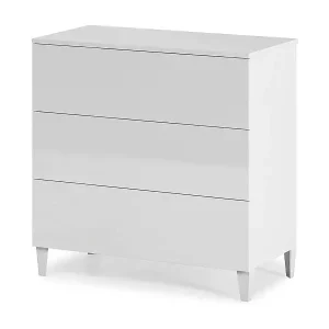 Schubladenschrank Baltimora, Kommode mit 3 Schubladen, Kommode für Schlafzimmer, Moderne Kommode, 80x40h80 cm, WeiÃŸ Markenprodukt