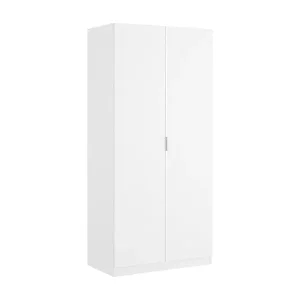 Kostenfreie Lieferung Kleiderschrank Giovo, Garderobe für Schlafzimmer, Kleiderschrank mit 2 Flügeltüren, 81x52h184 cm, Weiß
