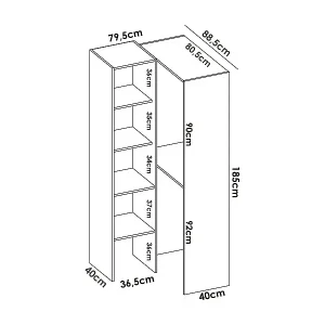 Jetzt Kaufen Kleiderschrank Bernina, Struktur für begehbaren Eckschrank, Offene Eckgarderobe, 79x88h186 cm, WeiÃŸ