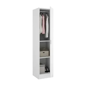 Billig Kleiderschrank Cusna, Garderobe für Schlafzimmer, Kleiderschrank mit 1 Einzeltür, 41x52h184 cm, Weiß