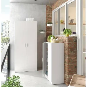 Mehrzweck-Schrank Dabaldi, Besenschrank mit 2 Türen, Schuhregal mit Regalen, Besenkammer, 73x37h180 cm, Weiß Sichere Zahlung