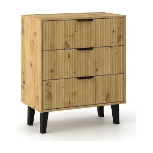 Begrenztes Angebot Scandi 3S SLIM Kommode – 3 Schubladen – 70x39x81,5 cm – EICHE ARTISAN