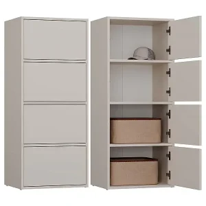 ALMA – Kommode – 4 Türen, 4 Regale– 50x40x119 cm – Kaschmir /Beige Schneller Versand