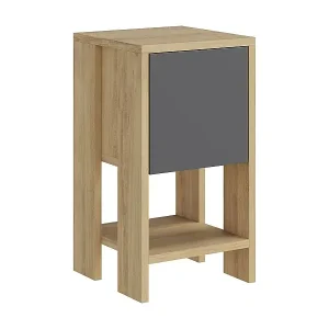 Bestpreis Nachttisch Dkarsdor, Niedrige Kommode, Tisch, Multifunktionaler Nachttisch, 30x30h55 cm, Eiche und Anthrazit