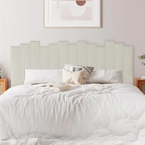 Preiswert Kopfteil Lucky 180 cm Stoff Beige Dicke Vertikale Streifen