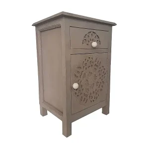 Bestpreis Table de chevet 1 tiroir et 1 porte battante Tasha Marron