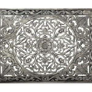 Geschnitztes Holz-Kopfteil "Simana" 160cm Bronze Blumenornamente Preisknaller