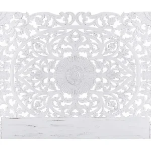 Geschnitztes Holzkopfteil "Flora" Weiß 180cm - Florales und Trendiges Design Top-Angebot