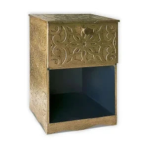 Bestseller Orientalischer geschnitzter Nachttisch Monbolyto Bronze 1 Tür - Praktische und ästhetische Aufbewahrung