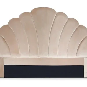 Samt Kopfteil "Shelly" 140cm Taupe Muschel Design Praktisch & Trendig Preisreduziert