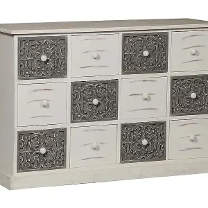 Abverkauf Commode 12 Tiroirs Changmay Bois Gris Et Blanc