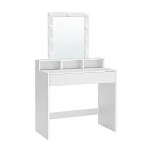 Neue Kollektion Schminktisch mit Glühbirnenspiegel und 2 Schubladen - L80 cm
